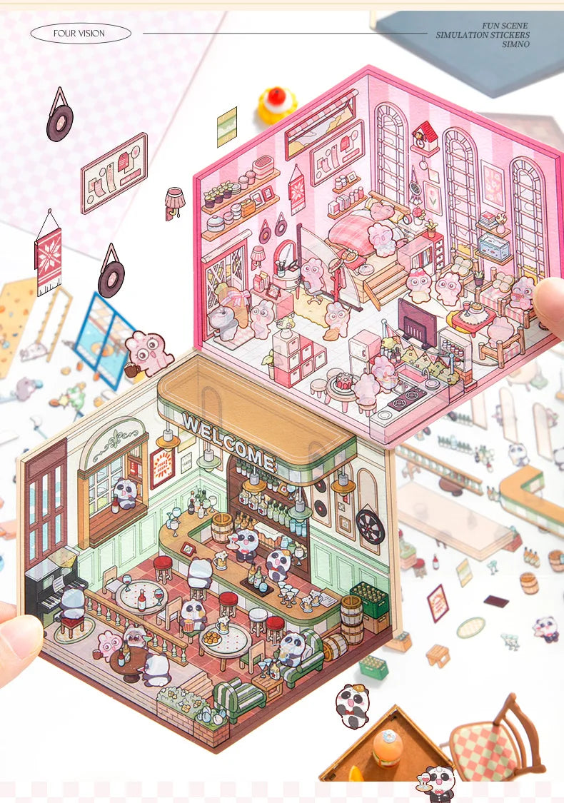 [3D Landscaping Series] Cafe Style Cute Stickers