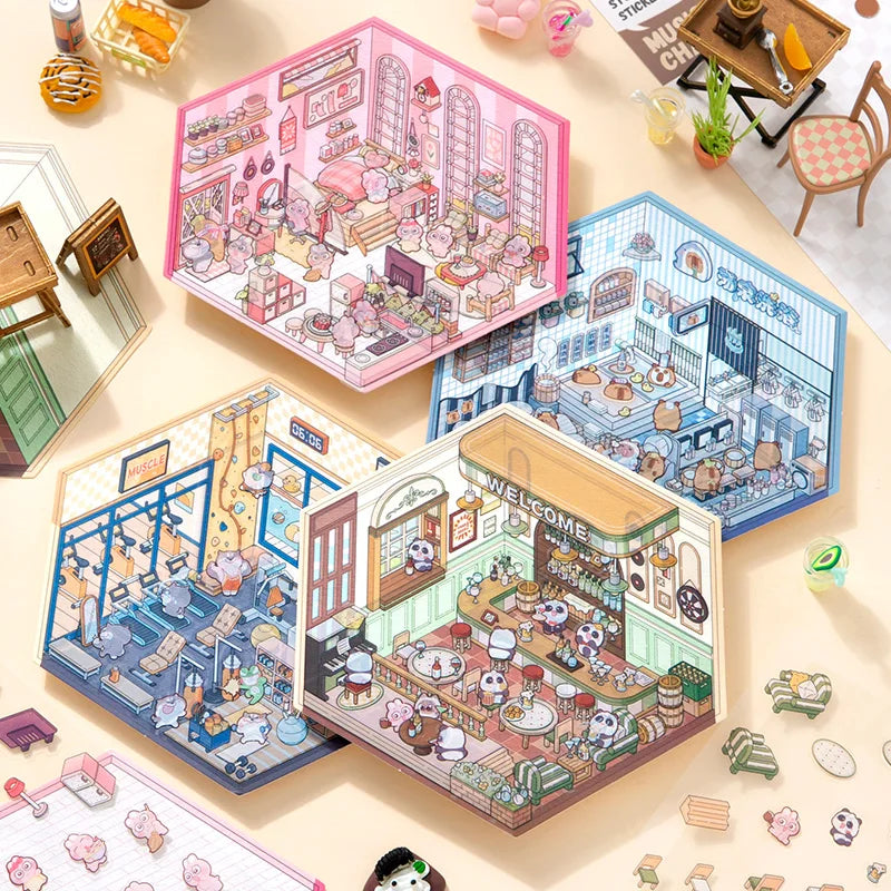 [3D Landscaping Series] Cafe Style Cute Stickers