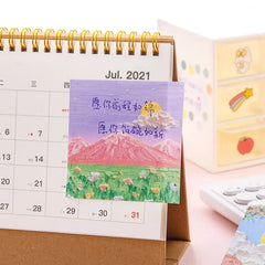 80 sheets/pack Landscape Oil Paintings Memo Pad Sticky Notes