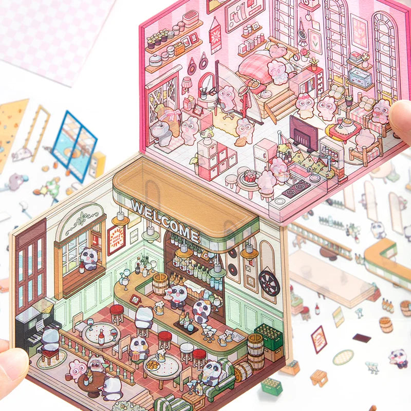 [3D Landscaping Series] Cafe Style Cute Stickers